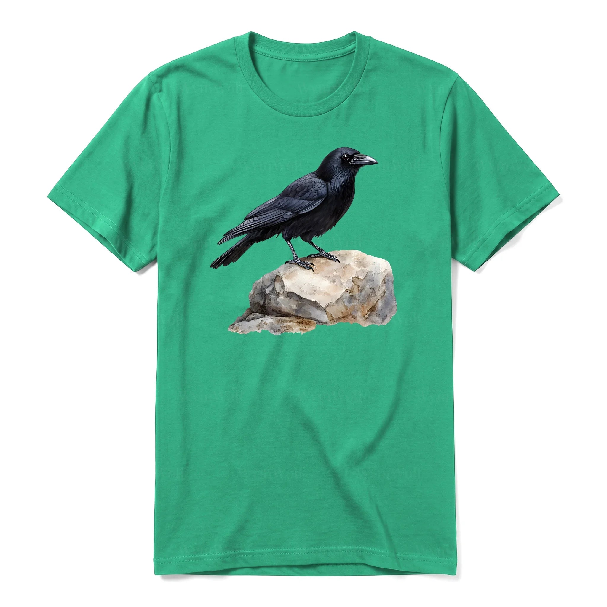 A kelly short-sleeve crewneck t-shirt for adult featuring a graphic of a bird on the front.