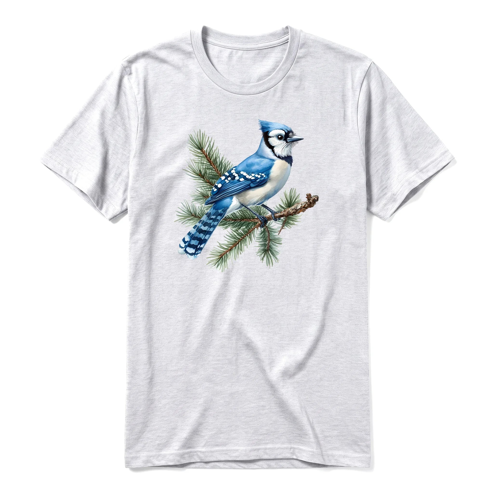 A ash grey short-sleeve crewneck t-shirt for adult featuring a graphic of a bird on the front.