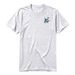A ash grey short-sleeve crewneck t-shirt for adult featuring a graphic of a bird on the left chest.