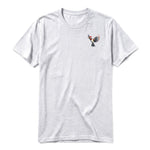 A ash grey short-sleeve crewneck t-shirt for adult featuring a graphic of a bird on the left chest.