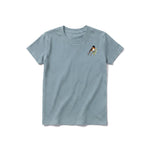 A sage short-sleeve crewneck t-shirt for youth featuring a graphic of a bird on the left chest.