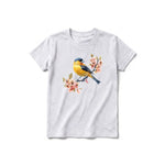 A ash grey short-sleeve crewneck t-shirt for youth featuring a graphic of a bird on the front.