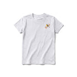 A ash grey short-sleeve crewneck t-shirt for youth featuring a graphic of a bird on the left chest.