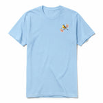 A powder short-sleeve crewneck t-shirt for adult featuring a graphic of a bird on the left chest.