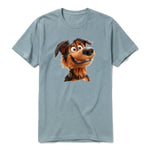 A sage short-sleeve crewneck t-shirt for adult featuring a graphic of a dog on the front.