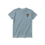 A sage short-sleeve crewneck t-shirt for youth featuring a graphic of a dog on the left chest.