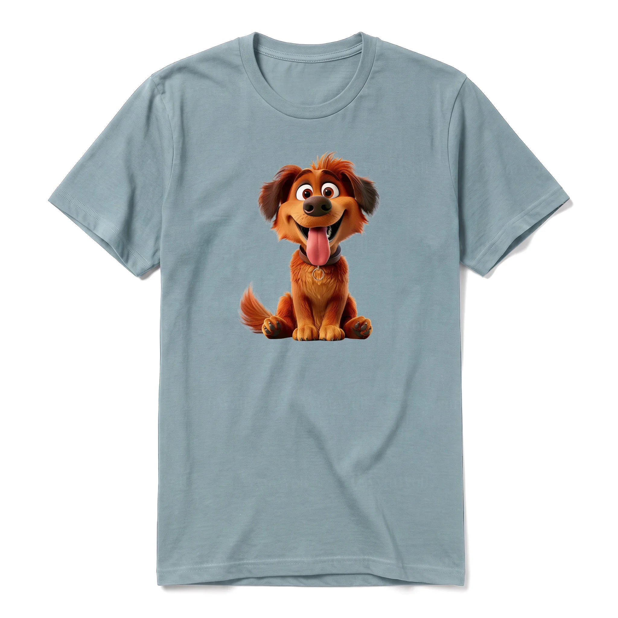 A sage short-sleeve crewneck t-shirt for adult featuring a graphic of a dog on the front.