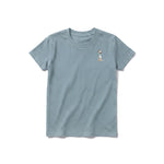 A sage short-sleeve crewneck t-shirt for youth featuring a graphic of a dog on the left chest.