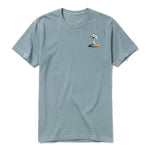 A sage short-sleeve crewneck t-shirt for adult featuring a graphic of a dog on the left chest.