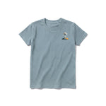A sage short-sleeve crewneck t-shirt for youth featuring a graphic of a dog on the left chest.