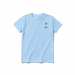 A powder short-sleeve crewneck t-shirt for youth featuring a graphic of a dog on the left chest.