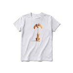 A ash grey short-sleeve crewneck t-shirt for youth featuring a graphic of a dog on the front.