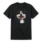 A black short-sleeve crewneck t-shirt for adult featuring a graphic of a dog on the front.