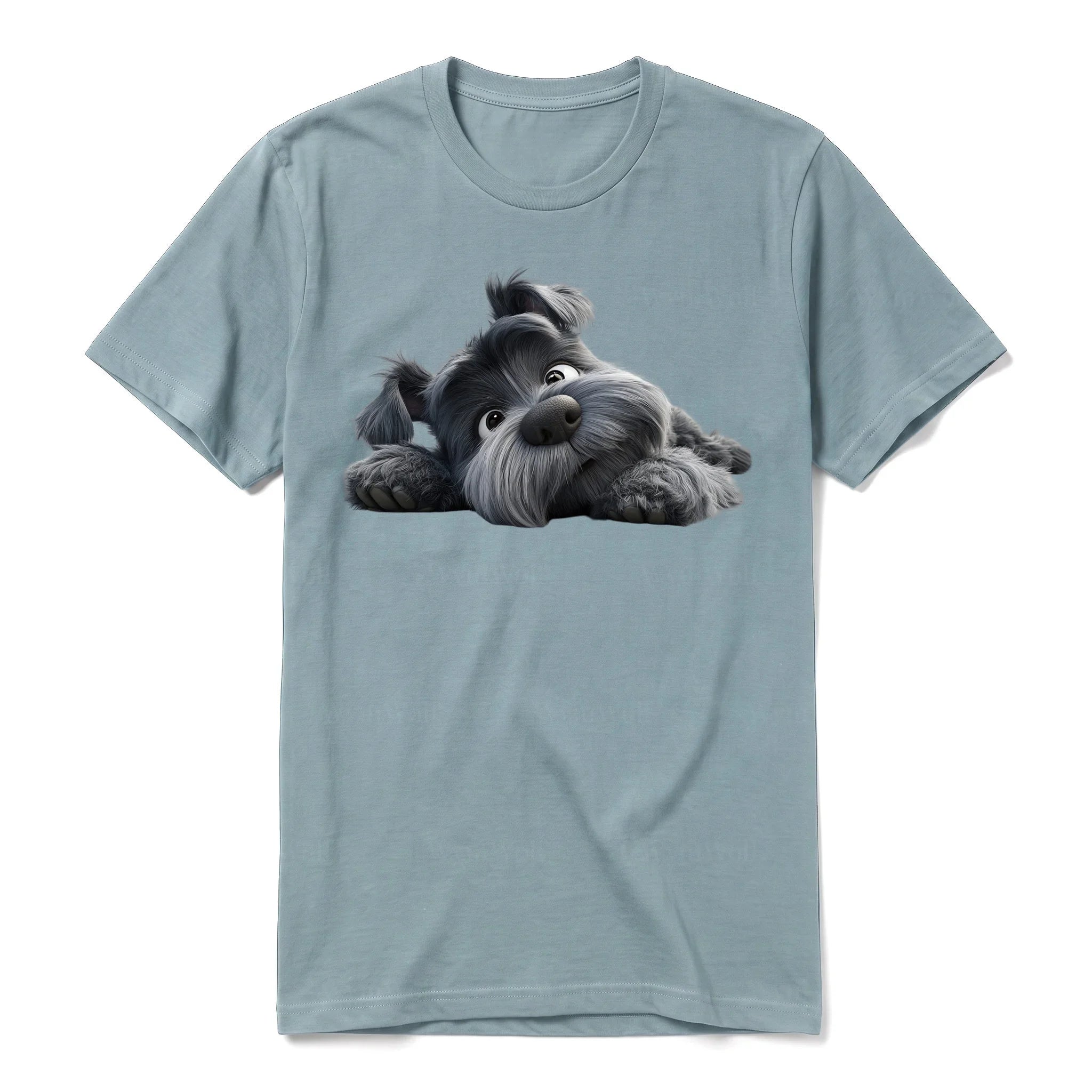A sage short-sleeve crewneck t-shirt for adult featuring a graphic of a dog on the front.