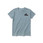 A sage short-sleeve crewneck t-shirt for youth featuring a graphic of a dog on the left chest.