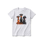 A ash grey short-sleeve crewneck t-shirt for youth featuring a graphic of a dog on the front.