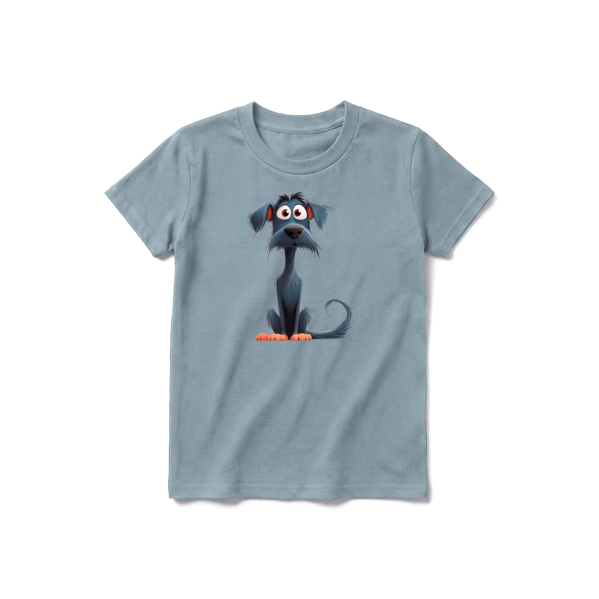 A sage short-sleeve crewneck t-shirt for youth featuring a graphic of a dog on the front.