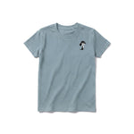 A sage short-sleeve crewneck t-shirt for youth featuring a graphic of a dog on the left chest.