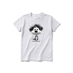 A ash grey short-sleeve crewneck t-shirt for youth featuring a graphic of a dog on the front.
