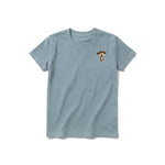 A sage short-sleeve crewneck t-shirt for youth featuring a graphic of a dog on the left chest.