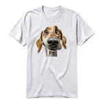 Un T-shirt gris cendré à manches courtes et col rond, orné d'un motif représentant un chien sur le devant.