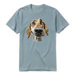 A sage short-sleeve crewneck t-shirt for adult featuring a graphic of a dog on the front.