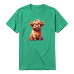 A kelly short-sleeve crewneck t-shirt for adult featuring a graphic of a farm animal on the front.