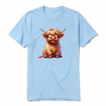A powder short-sleeve crewneck t-shirt for adult featuring a graphic of a farm animal on the front.