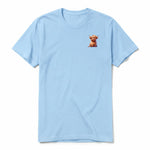 A powder short-sleeve crewneck t-shirt for adult featuring a graphic of a farm animal on the left chest.