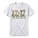 Un T-shirt gris cendré à manches courtes et col rond, orné d'un motif représentant un animal de la ferme sur le devant.