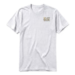 Un T-shirt gris cendré à manches courtes et col rond, orné d'un motif représentant un animal de la ferme sur la poitrine gauche.