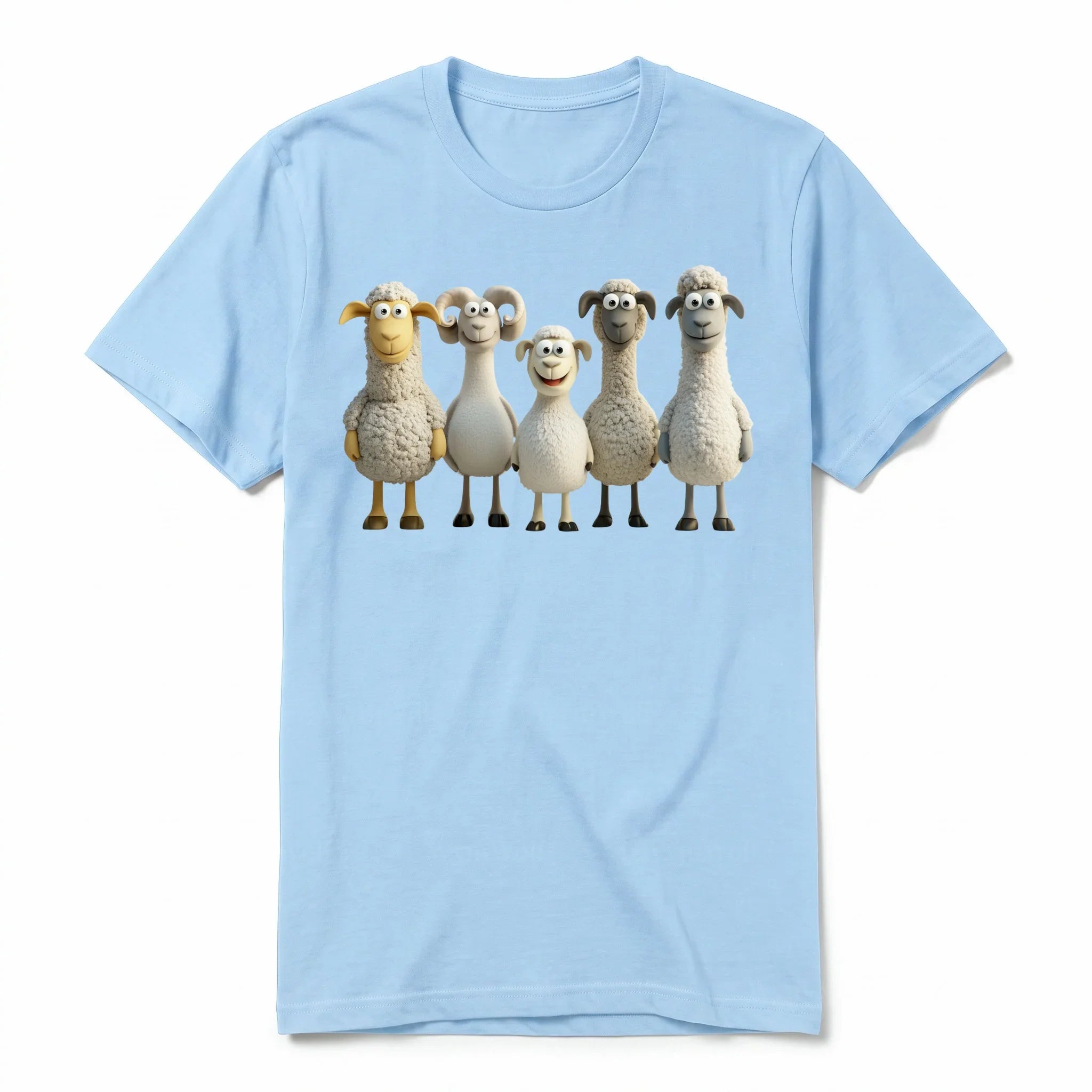 Un T-shirt poudre à manches courtes et col rond, orné d'un motif représentant un animal de la ferme sur le devant.