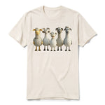 Un T-shirt blanc vintage à manches courtes et col rond, orné d'un motif représentant un animal de la ferme sur le devant.