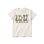 Un T-shirt blanc vintage à manches courtes et col rond pour jeune, orné d'un motif représentant un animal de la ferme sur le devant.
