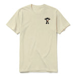 Un T-shirt latte à manches courtes et col rond, orné d'un motif représentant un animal de la ferme sur la poitrine gauche.