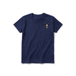 A navy short-sleeve crewneck t-shirt for youth featuring a graphic of a farm animal on the left chest.