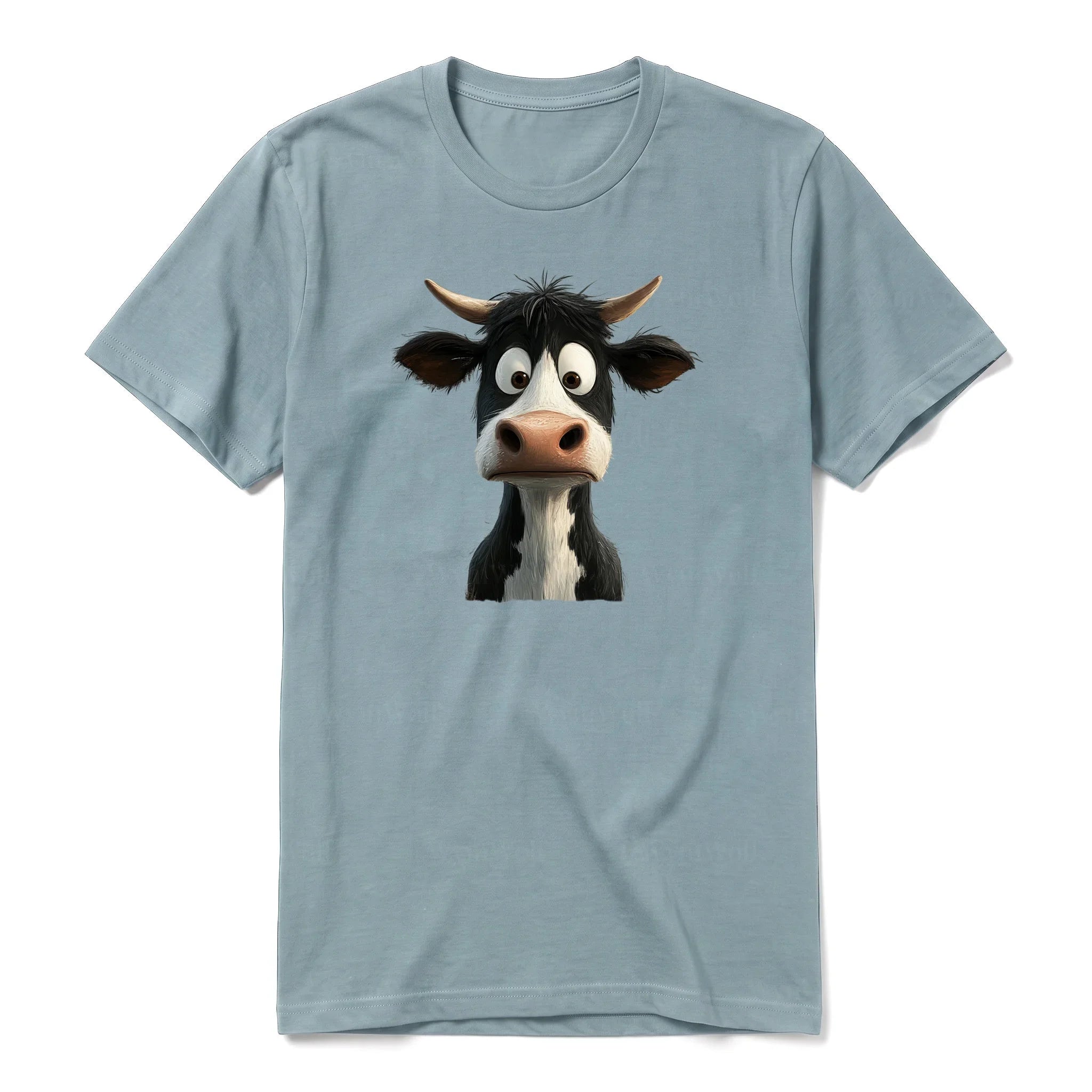 A sage short-sleeve crewneck t-shirt for adult featuring a graphic of a farm animal on the front.