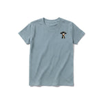 A sage short-sleeve crewneck t-shirt for youth featuring a graphic of a farm animal on the left chest.