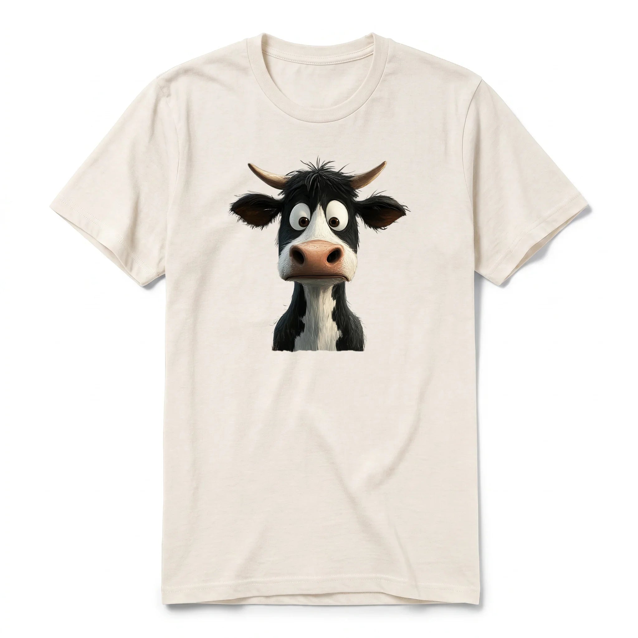 Un T-shirt blanc vintage à manches courtes et col rond, orné d'un motif représentant un animal de la ferme sur le devant.