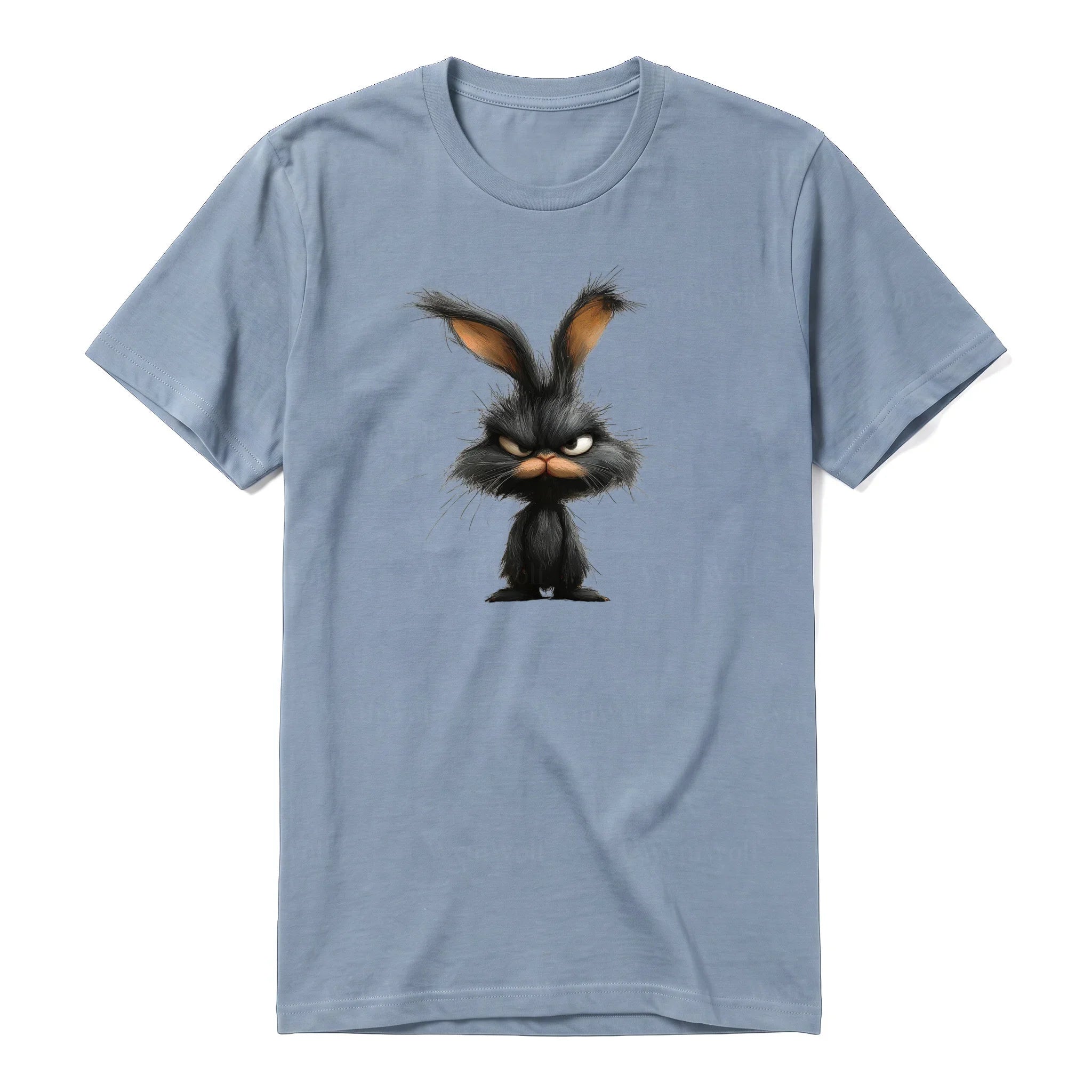 Un T-shirt steel-blue à manches courtes et col rond, orné d'un motif représentant un animal de la ferme sur le devant.