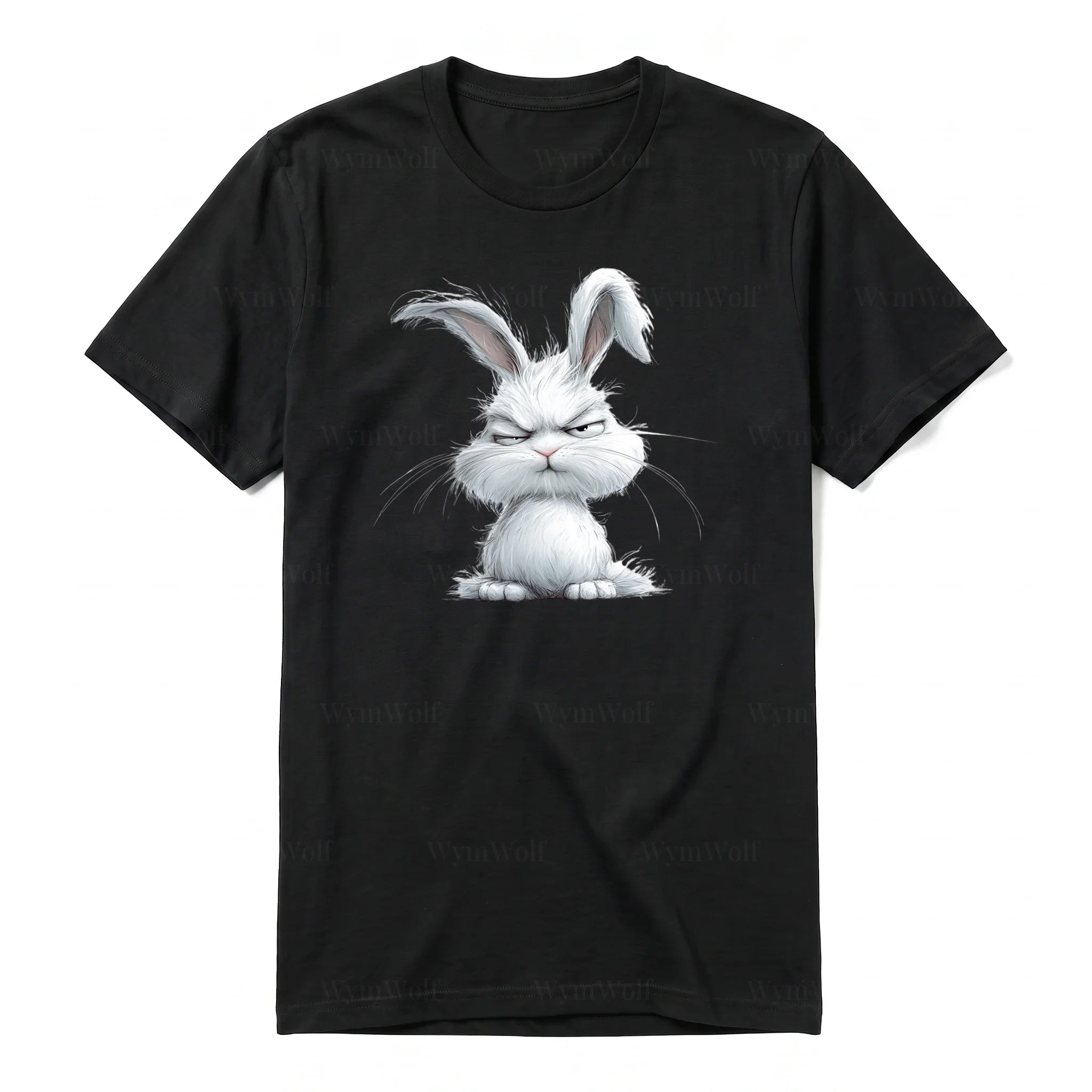 Un T-shirt noir à manches courtes et col rond, orné d'un motif représentant un animal de la ferme sur le devant.