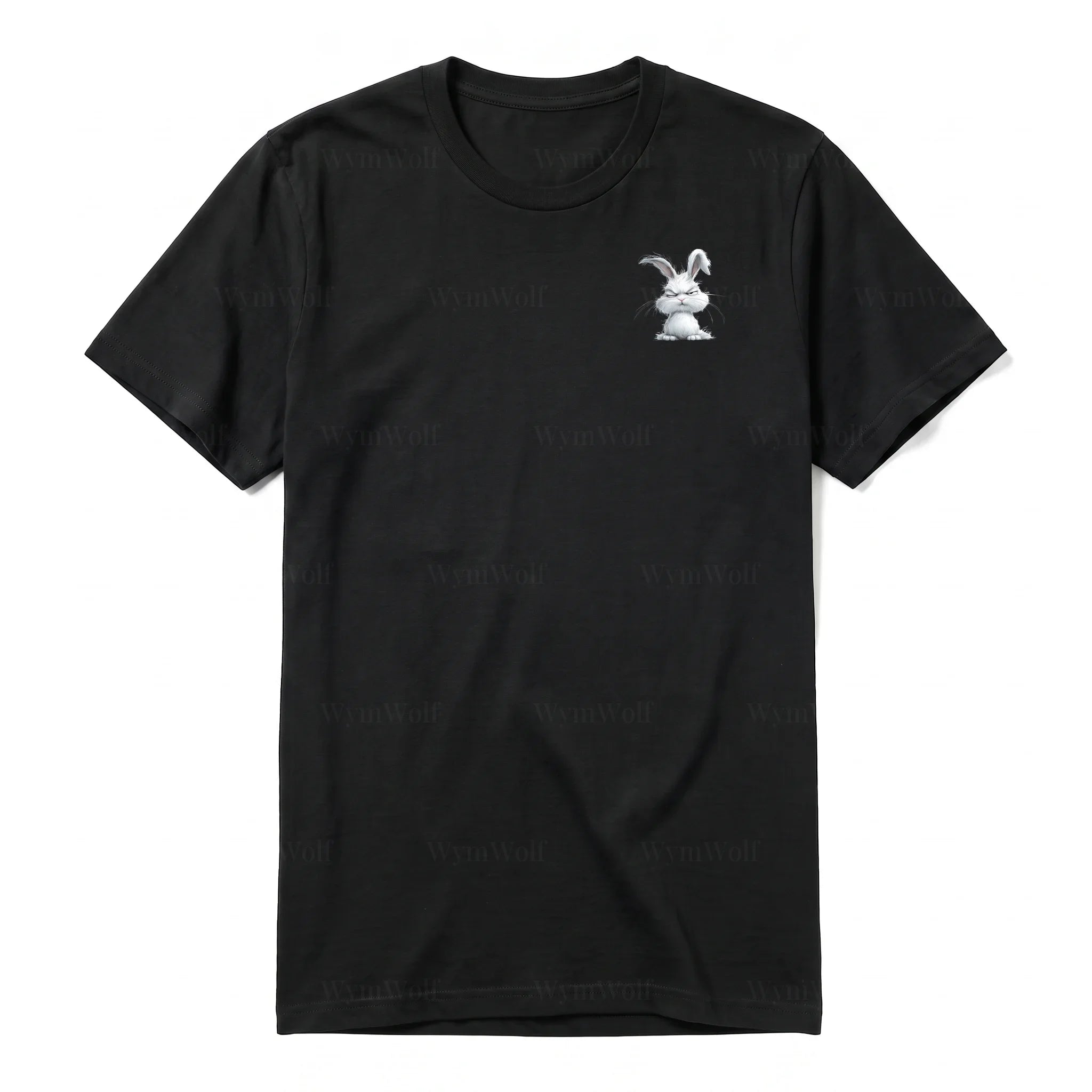 Un T-shirt noir à manches courtes et col rond, orné d'un motif représentant un animal de la ferme sur la poitrine gauche.