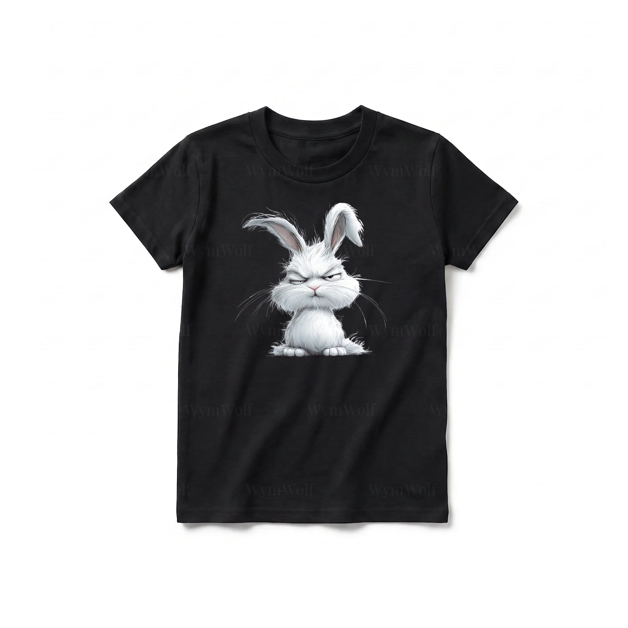 Un T-shirt noir à manches courtes et col rond pour jeune, orné d'un motif représentant un animal de la ferme sur le devant.