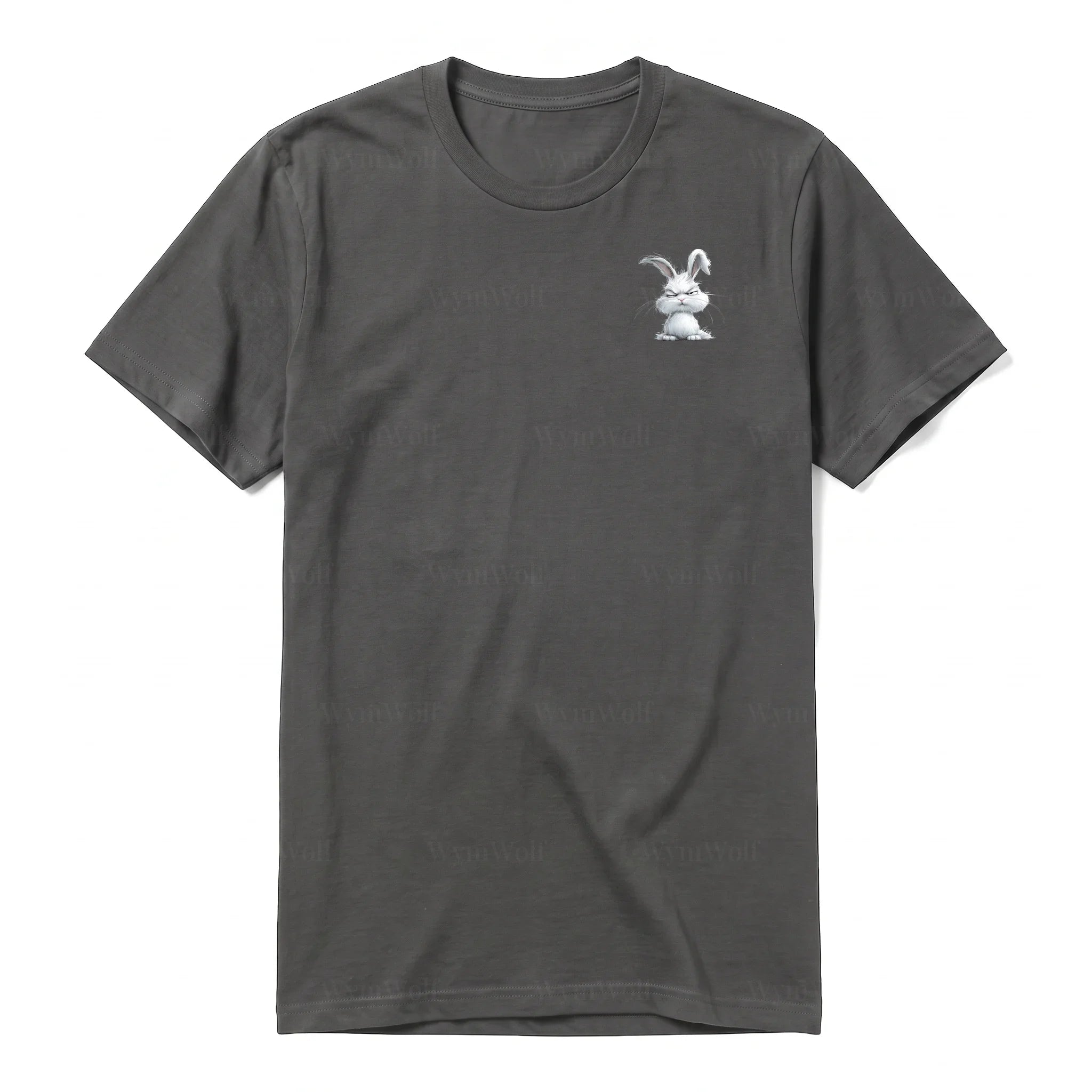 A charcoal short-sleeve crewneck t-shirt for adult featuring a graphic of a farm animal on the left chest.