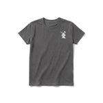 A charcoal short-sleeve crewneck t-shirt for youth featuring a graphic of a farm animal on the left chest.