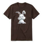 A chocolate short-sleeve crewneck t-shirt for adult featuring a graphic of a farm animal on the front.