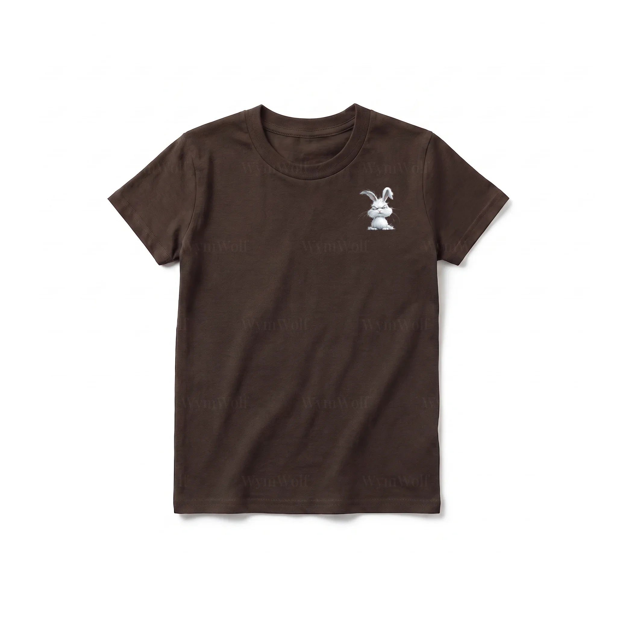 A chocolate short-sleeve crewneck t-shirt for youth featuring a graphic of a farm animal on the left chest.