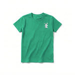 A kelly short-sleeve crewneck t-shirt for youth featuring a graphic of a farm animal on the left chest.