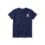 A navy short-sleeve crewneck t-shirt for youth featuring a graphic of a farm animal on the left chest.