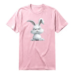 A pink short-sleeve crewneck t-shirt for adult featuring a graphic of a farm animal on the front.